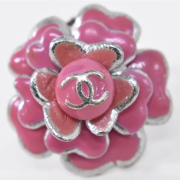 CHANEL Camelia CC Pink & Silver-tone Metal Earrings - Picture 3 of 9